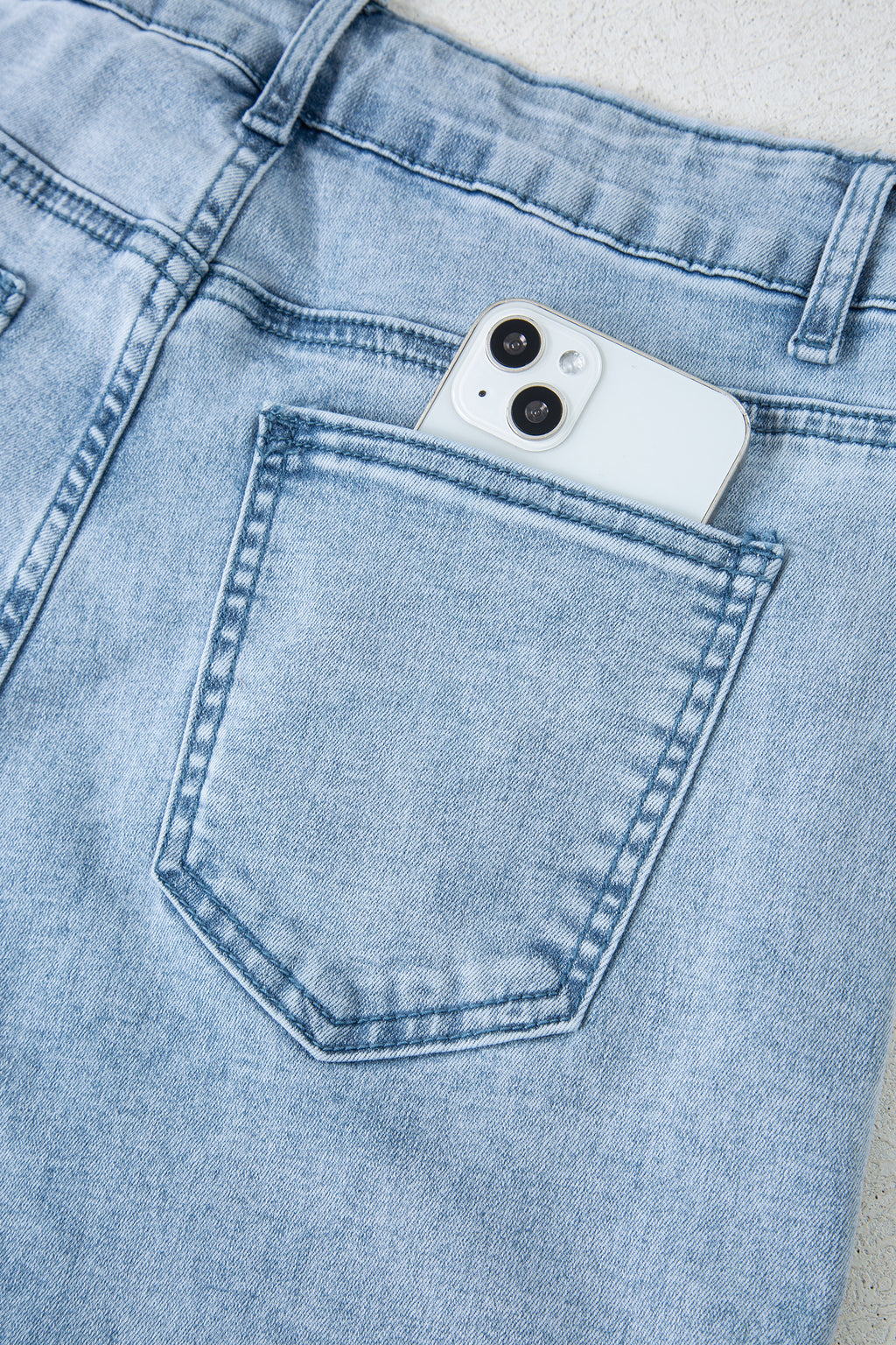 Beau Blue Bow Knot Side Detail Straight Leg Loose Jeans