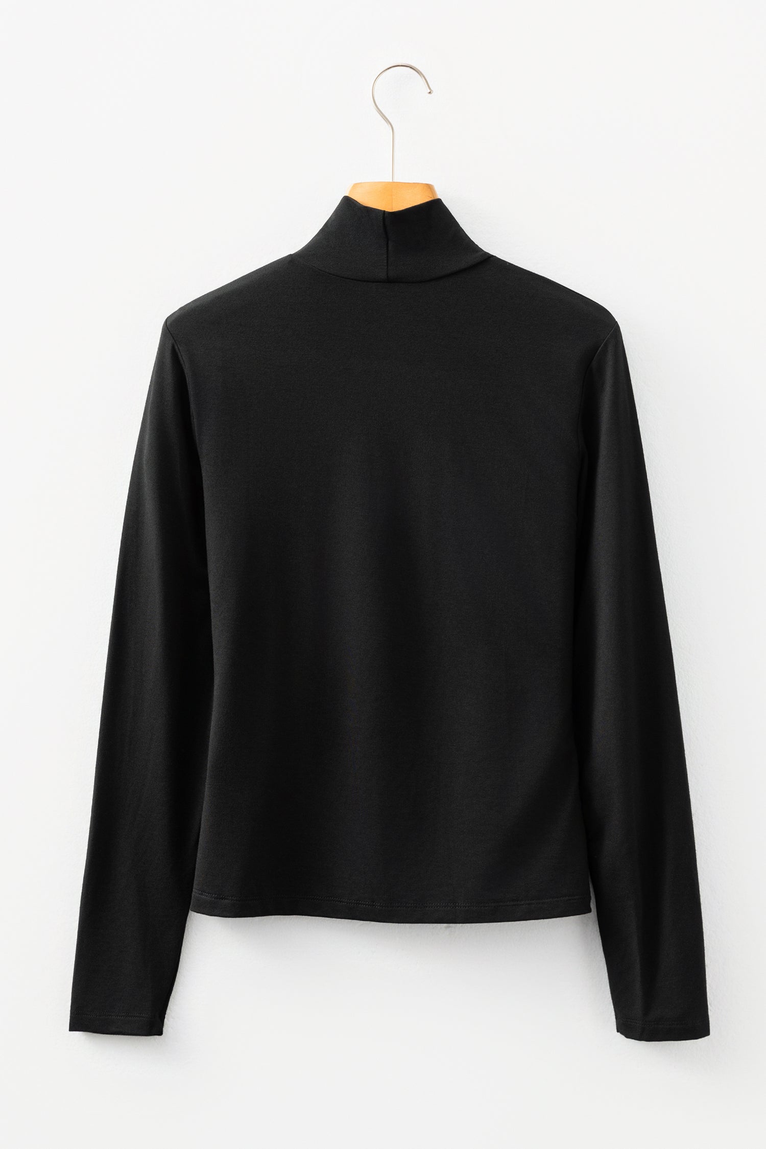 Black Slim Fit High Neck Long Sleeve Basic Top