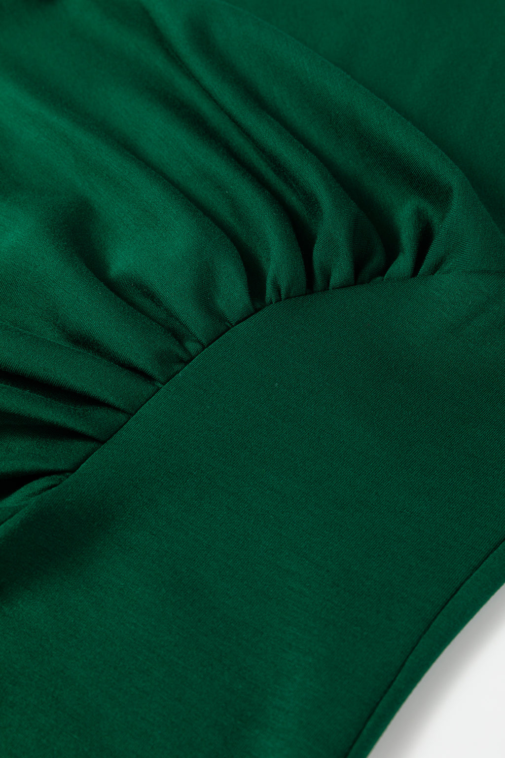 Blackish Green Solid Color Round Neck Ruched Detail Sleeveless Mini Dress