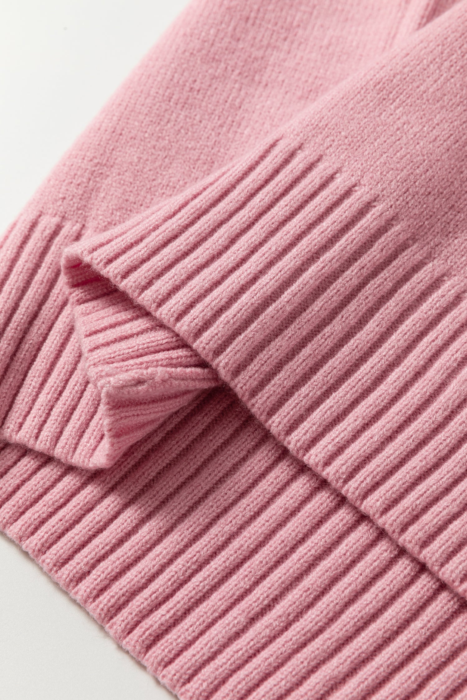 Light Pink Plaid Heart Embroidered Cuffed Drop Shoulder Crew Neck Sweater