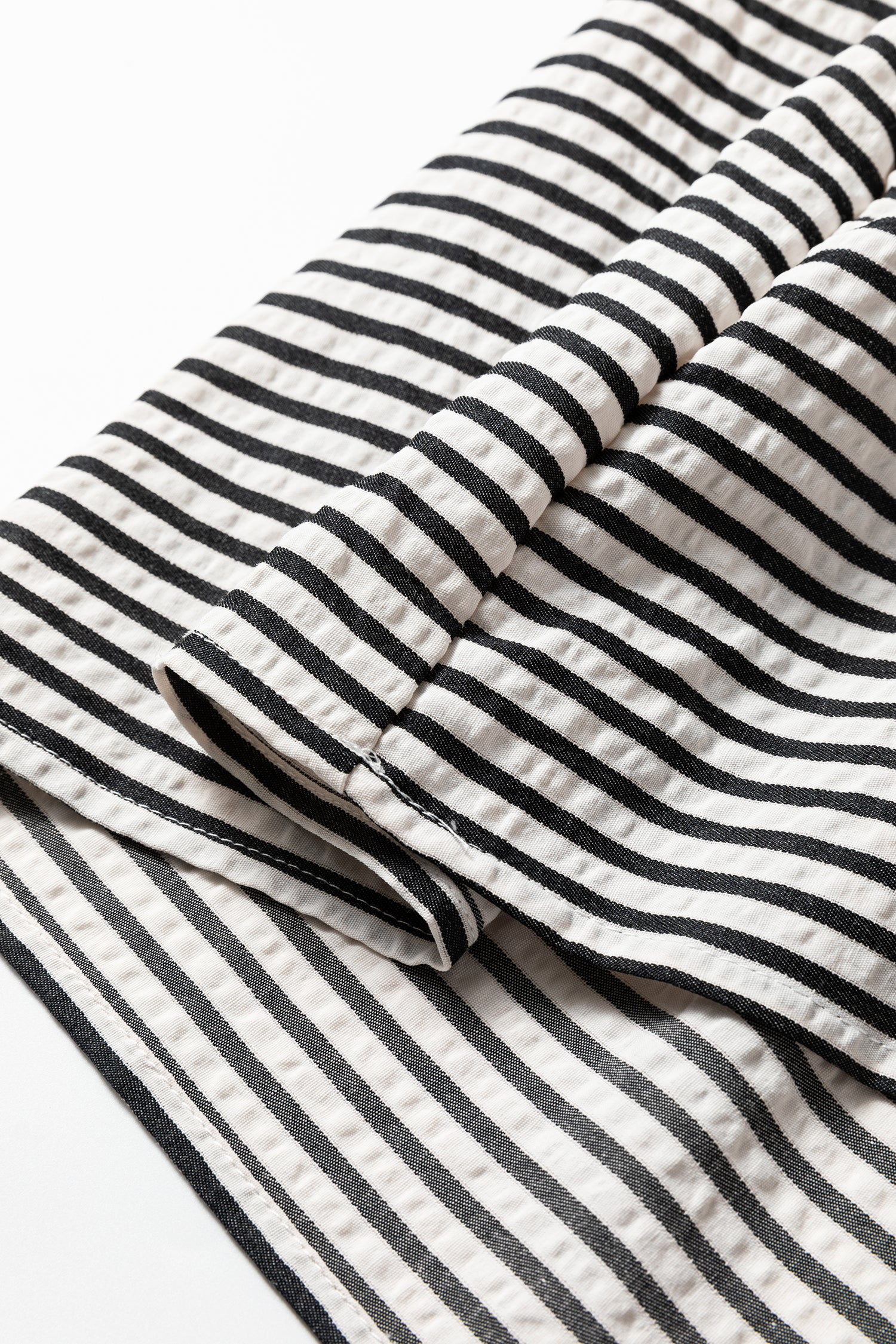 Black Stripe Double Ruffled Short Sleeve Contrast Trim V Neck Midi Dress