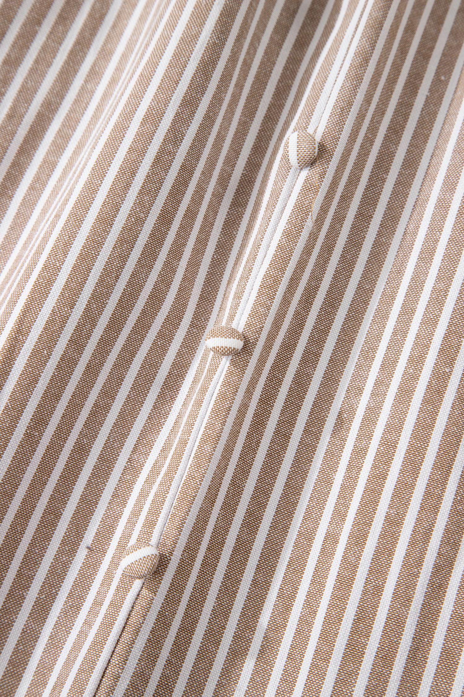 Khaki Stripe Flutter Sleeve Buttoned Front Slit Maxi Dress